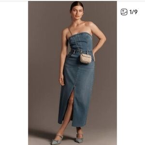 Pilcro Denim Dress with Tan Stitching‎